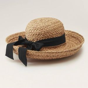 Helen Kaminski Classic Iconic Handcrafted Straw Hat with Black Ribbon